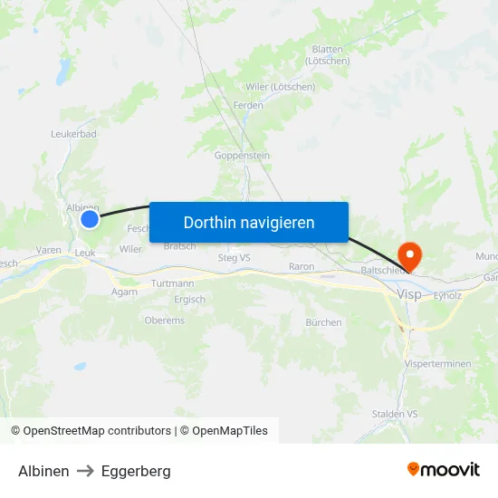 Albinen to Eggerberg map