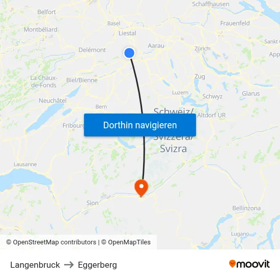 Langenbruck to Eggerberg map