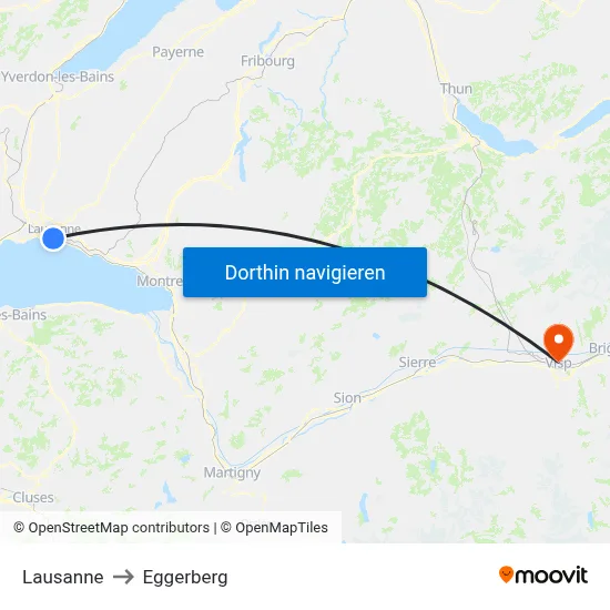 Lausanne to Eggerberg map