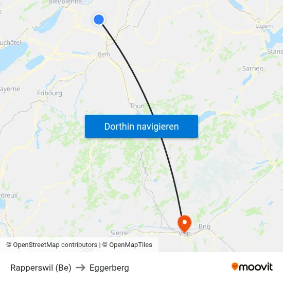 Rapperswil (Be) to Eggerberg map
