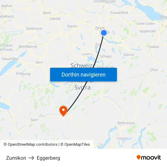 Zumikon to Eggerberg map