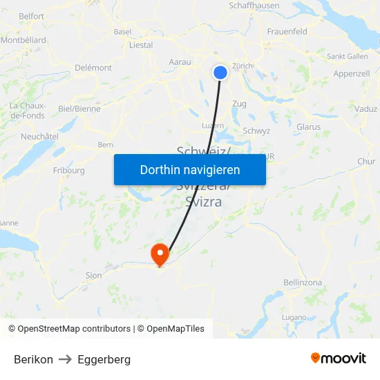 Berikon to Eggerberg map