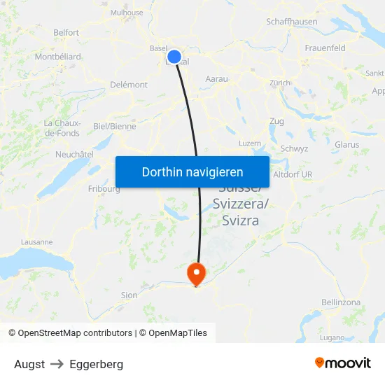 Augst to Eggerberg map