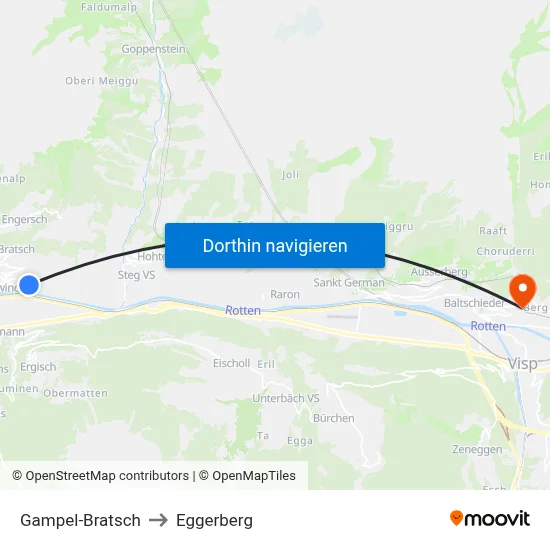 Gampel-Bratsch to Eggerberg map