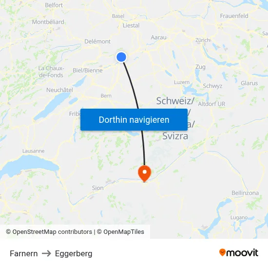 Farnern to Eggerberg map