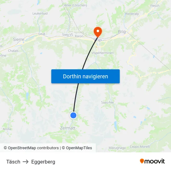 Täsch to Eggerberg map