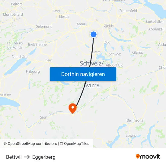 Bettwil to Eggerberg map