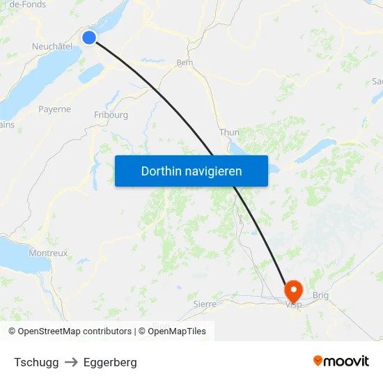 Tschugg to Eggerberg map