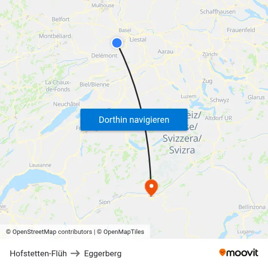 Hofstetten-Flüh to Eggerberg map