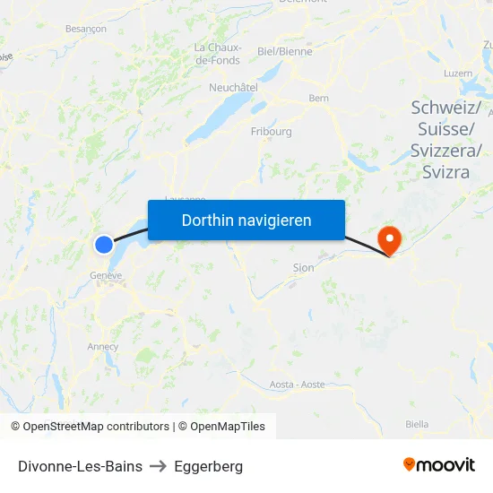 Divonne-Les-Bains to Eggerberg map