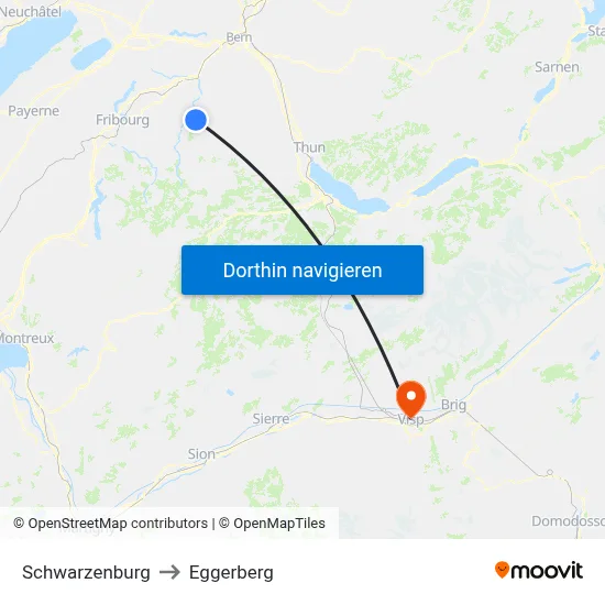 Schwarzenburg to Eggerberg map