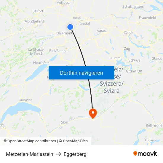 Metzerlen-Mariastein to Eggerberg map