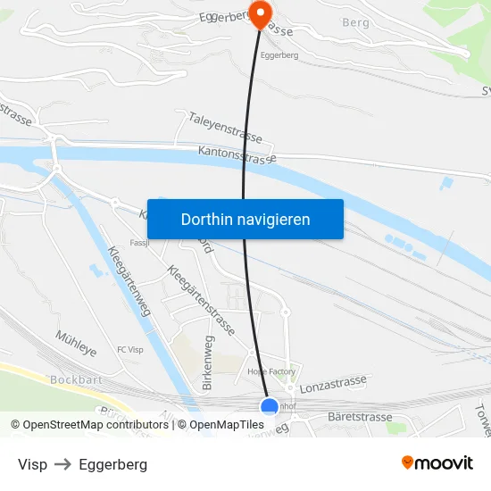 Visp to Eggerberg map