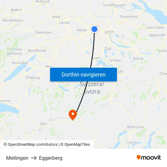 Mellingen to Eggerberg map