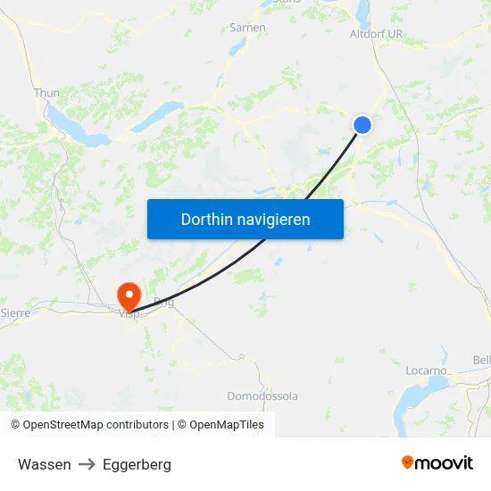 Wassen to Eggerberg map