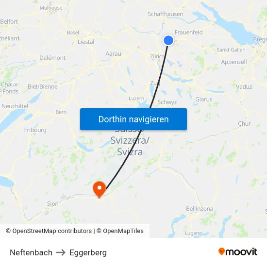 Neftenbach to Eggerberg map