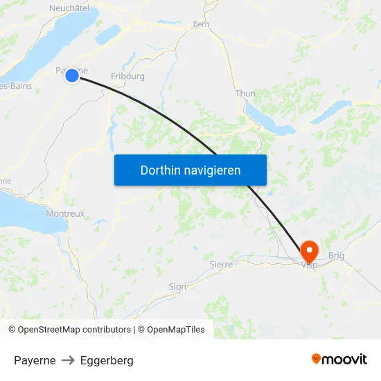 Payerne to Eggerberg map