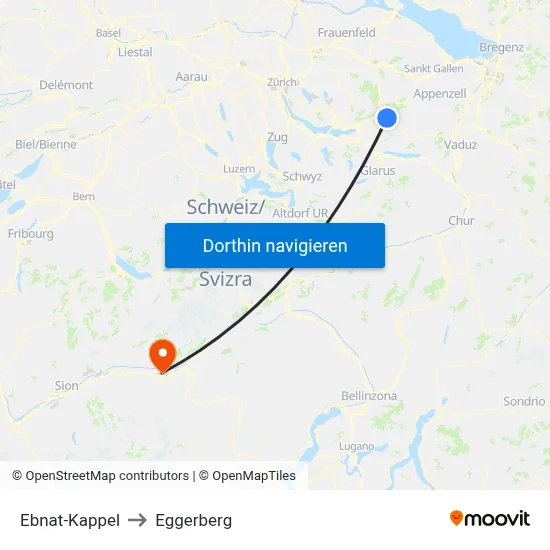 Ebnat-Kappel to Eggerberg map