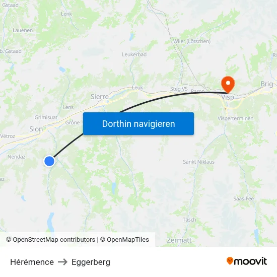 Hérémence to Eggerberg map