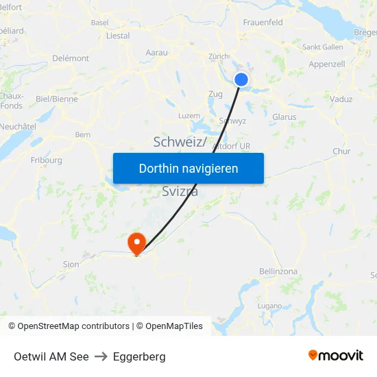 Oetwil AM See to Eggerberg map
