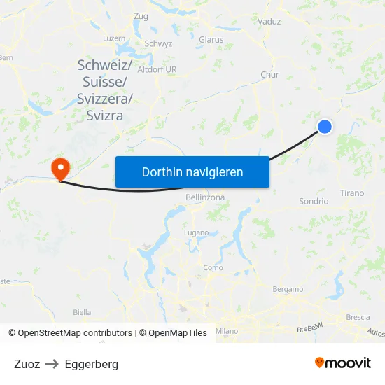 Zuoz to Eggerberg map