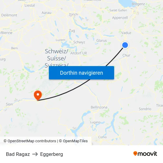 Bad Ragaz to Eggerberg map