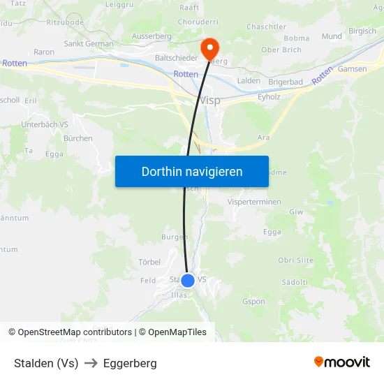 Stalden (Vs) to Eggerberg map