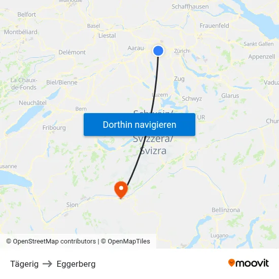 Tägerig to Eggerberg map