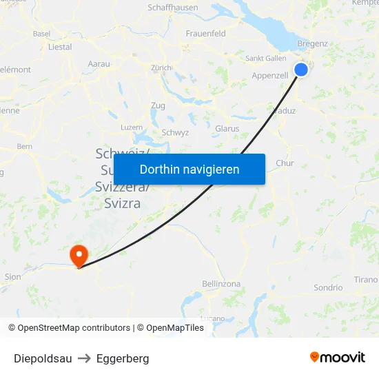 Diepoldsau to Eggerberg map