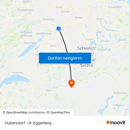Hubersdorf to Eggerberg map