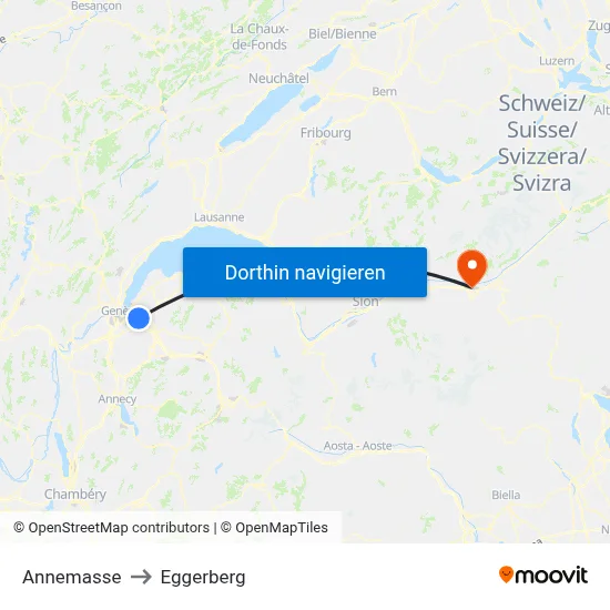 Annemasse to Eggerberg map