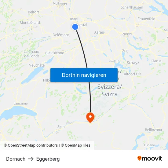 Dornach to Eggerberg map