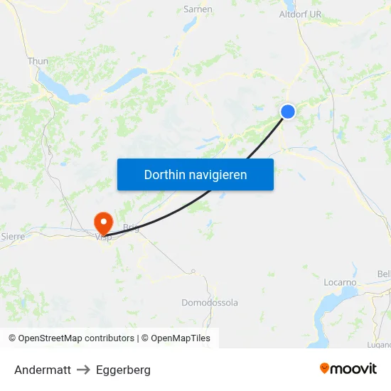 Andermatt to Eggerberg map