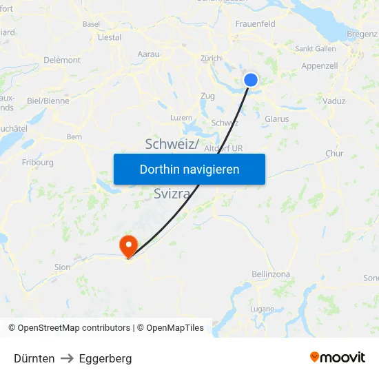 Dürnten to Eggerberg map