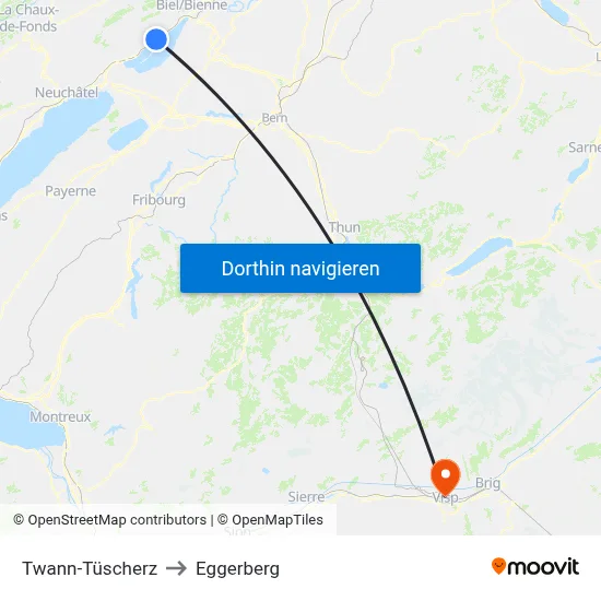 Twann-Tüscherz to Eggerberg map