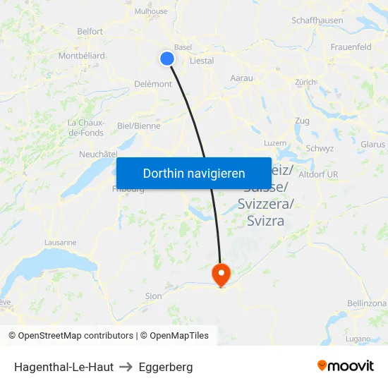 Hagenthal-Le-Haut to Eggerberg map