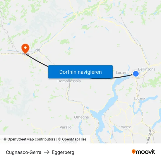 Cugnasco-Gerra to Eggerberg map