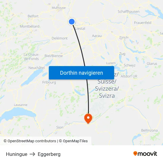Huningue to Eggerberg map