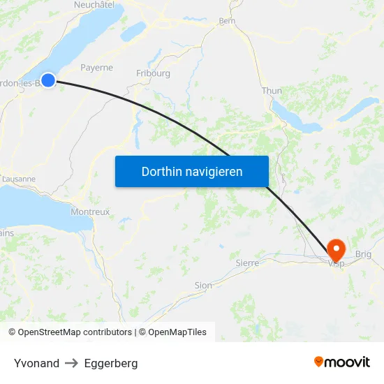 Yvonand to Eggerberg map