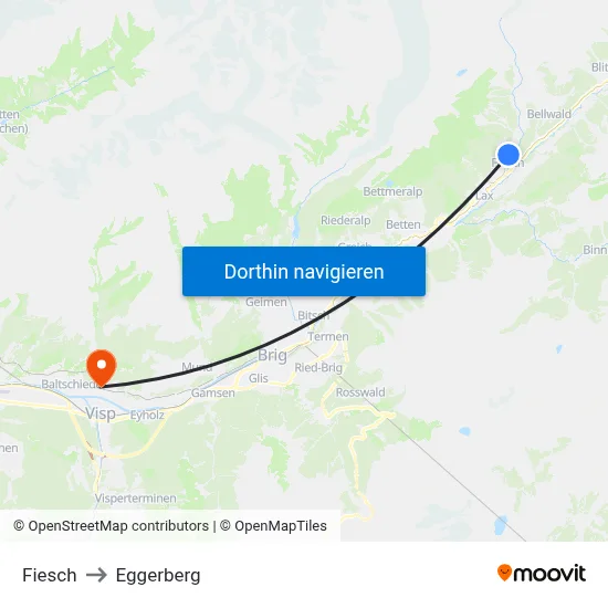 Fiesch to Eggerberg map