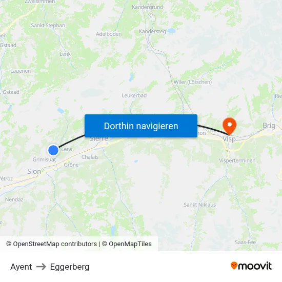 Ayent to Eggerberg map