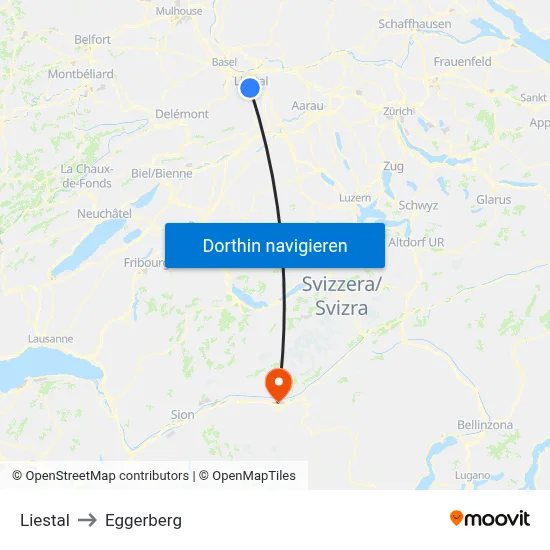 Liestal to Eggerberg map
