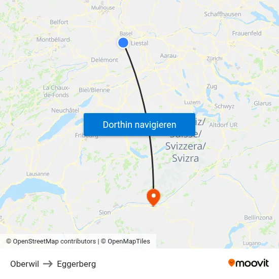 Oberwil to Eggerberg map