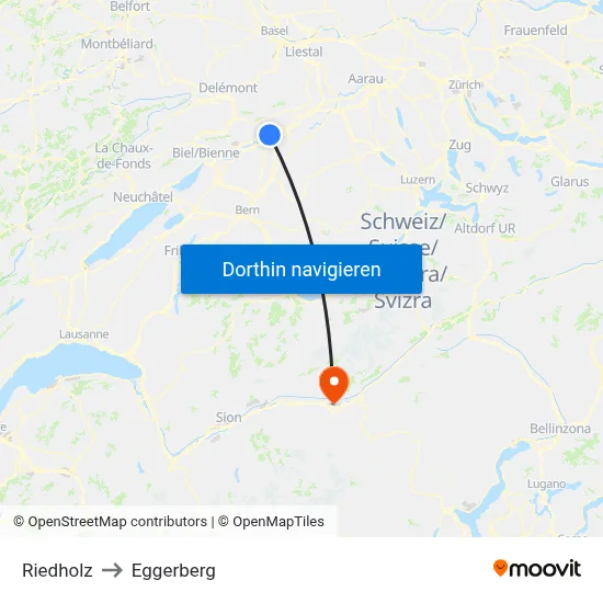 Riedholz to Eggerberg map