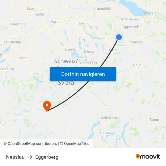 Nesslau to Eggerberg map