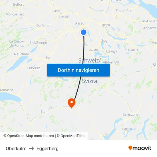 Oberkulm to Eggerberg map