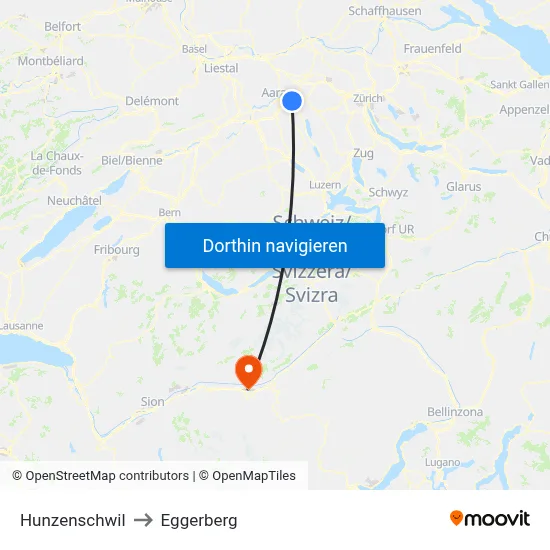 Hunzenschwil to Eggerberg map