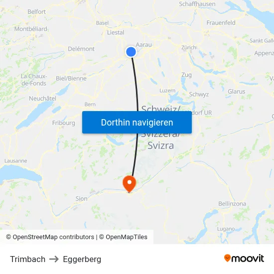 Trimbach to Eggerberg map