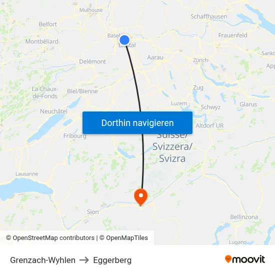 Grenzach-Wyhlen to Eggerberg map