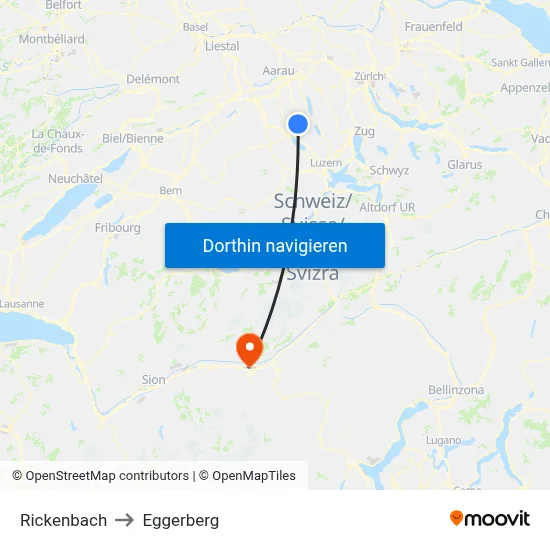 Rickenbach to Eggerberg map